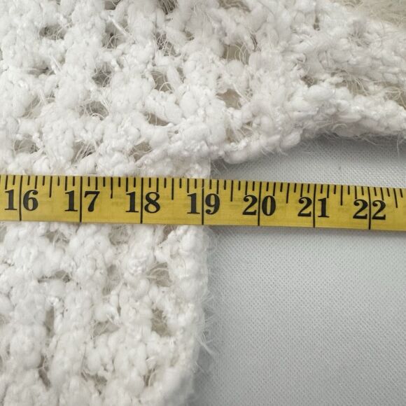 Pol Cardigan Eyelash Ivory Distressed Fuzzy Knit Open Knit Medium - Picture 7 of 8